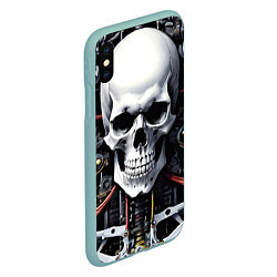 Чехол iPhone XS Max матовый Cyber skull - ai art, цвет: 3D-мятный — фото 2