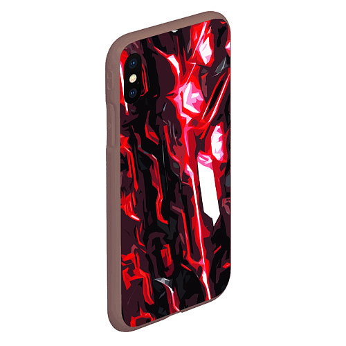 Чехол iPhone XS Max матовый Красно-чёрная киберпанк абстракция / 3D-Коричневый – фото 2