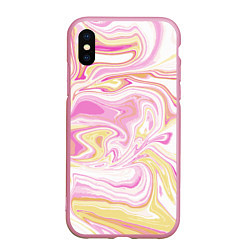 Чехол iPhone XS Max матовый Абстракция мраморный фон, цвет: 3D-розовый