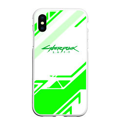 Чехол iPhone XS Max матовый Cyberpunk 2077 geometry green, цвет: 3D-белый