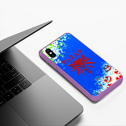 Чехол iPhone XS Max матовый The Witcher logo horror, цвет: 3D-фиолетовый — фото 2