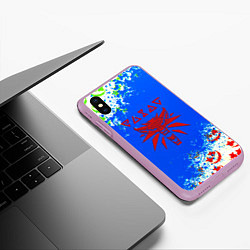 Чехол iPhone XS Max матовый The Witcher logo horror, цвет: 3D-сиреневый — фото 2