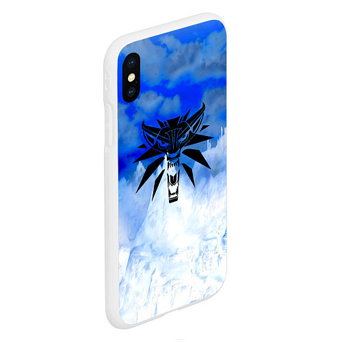 Чехол iPhone XS Max матовый The Witcher logo winter / 3D-Белый – фото 2