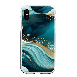 Чехол iPhone XS Max матовый Бирюзовый подводный мир, цвет: 3D-белый