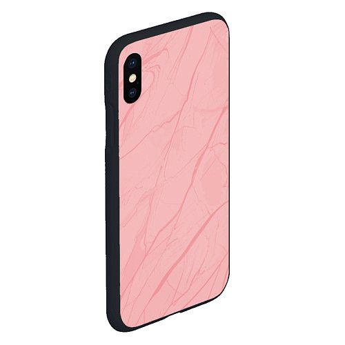 Чехол iPhone XS Max матовый Розовый однотонный текстура мрамор / 3D-Черный – фото 2