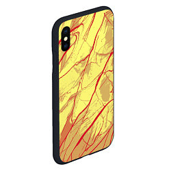 Чехол iPhone XS Max матовый Жёлто-красный абстрактная каменная текстура, цвет: 3D-черный — фото 2