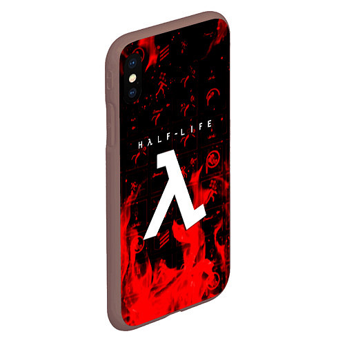 Чехол iPhone XS Max матовый Half life fire / 3D-Коричневый – фото 2