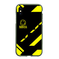 Чехол iPhone XS Max матовый Nirvana geometry yellow, цвет: 3D-темно-зеленый