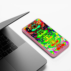 Чехол iPhone XS Max матовый Оптический фрактал кислота, цвет: 3D-малиновый — фото 2