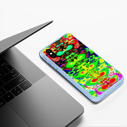 Чехол iPhone XS Max матовый Оптический фрактал кислота, цвет: 3D-голубой — фото 2