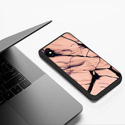 Чехол iPhone XS Max матовый Стилизованная каменная текстура персиковый, цвет: 3D-черный — фото 2