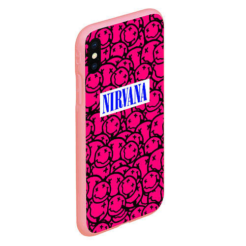 Чехол iPhone XS Max матовый Nirvana pink logo / 3D-Баблгам – фото 2