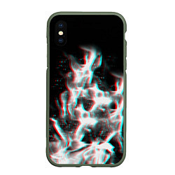 Чехол iPhone XS Max матовый Огонь глитч текстура, цвет: 3D-темно-зеленый