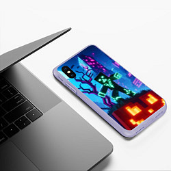 Чехол iPhone XS Max матовый Minecraft and halloween - neon glow, цвет: 3D-светло-сиреневый — фото 2