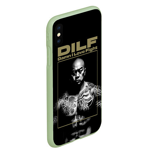 Чехол iPhone XS Max матовый DILF - damn I love fights / 3D-Салатовый – фото 2