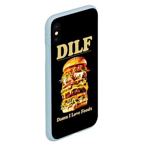 Чехол iPhone XS Max матовый DILF - damn I love foods / 3D-Голубой – фото 2