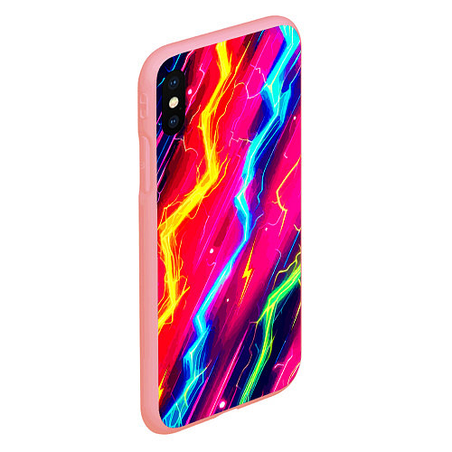 Чехол iPhone XS Max матовый Абстракция из неоновых молний - нейроарт / 3D-Баблгам – фото 2