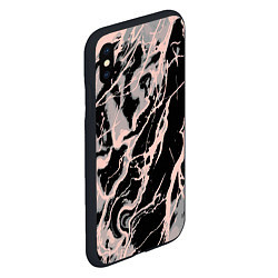 Чехол iPhone XS Max матовый Чёрно-розовый абстракция разлитая краска, цвет: 3D-черный — фото 2