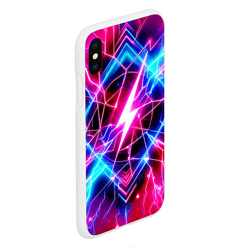 Чехол iPhone XS Max матовый Lightning - neon fantasy / 3D-Белый – фото 2