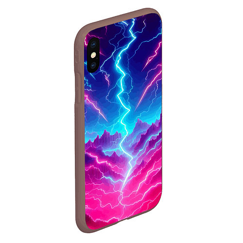 Чехол iPhone XS Max матовый Фантастический неоновый пейзаж - нейроарт / 3D-Коричневый – фото 2