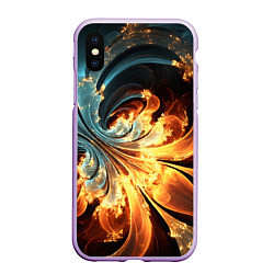 Чехол iPhone XS Max матовый Абстрактный фрактал, цвет: 3D-сиреневый