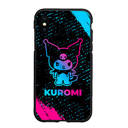 Чехол iPhone XS Max матовый Kuromi - neon gradient, цвет: 3D-черный