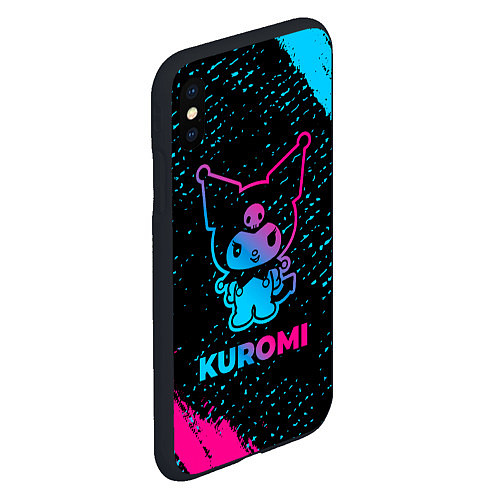 Чехол iPhone XS Max матовый Kuromi - neon gradient / 3D-Черный – фото 2