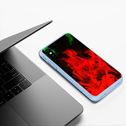 Чехол iPhone XS Max матовый Skyrim fire steel, цвет: 3D-голубой — фото 2