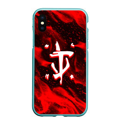 Чехол iPhone XS Max матовый Doom logo fire, цвет: 3D-мятный