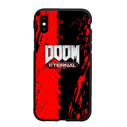 Чехол iPhone XS Max матовый Doom eternal краски, цвет: 3D-черный