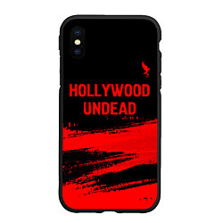 Чехол iPhone XS Max матовый Hollywood Undead - red gradient посередине, цвет: 3D-черный