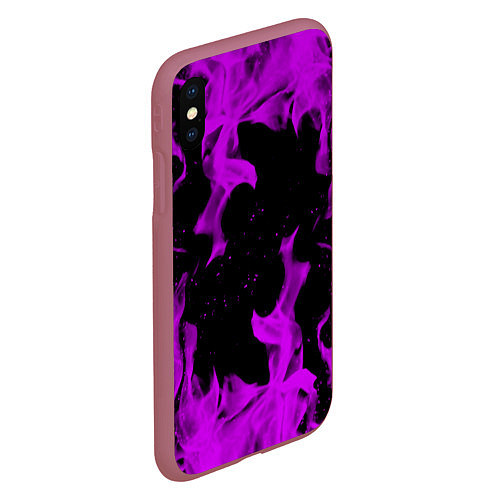 Чехол iPhone XS Max матовый Неоновый огонь текстура / 3D-Малиновый – фото 2