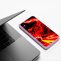 Чехол iPhone XS Max матовый Skyrim red storm logo, цвет: 3D-сиреневый — фото 2