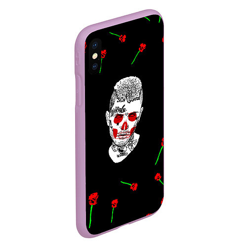 Чехол iPhone XS Max матовый Lil peep rap band rose / 3D-Сиреневый – фото 2