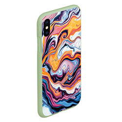 Чехол iPhone XS Max матовый Жидкие разноцветные краски, цвет: 3D-салатовый — фото 2