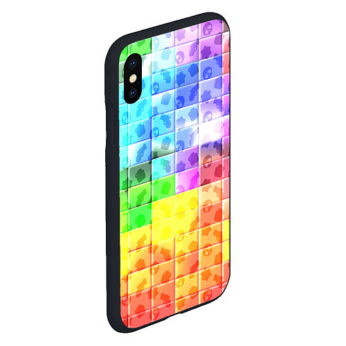 Чехол iPhone XS Max матовый Brawl stars neon pattern logo / 3D-Черный – фото 2