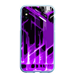 Чехол iPhone XS Max матовый Abstract purple stripes on a black background, цвет: 3D-голубой