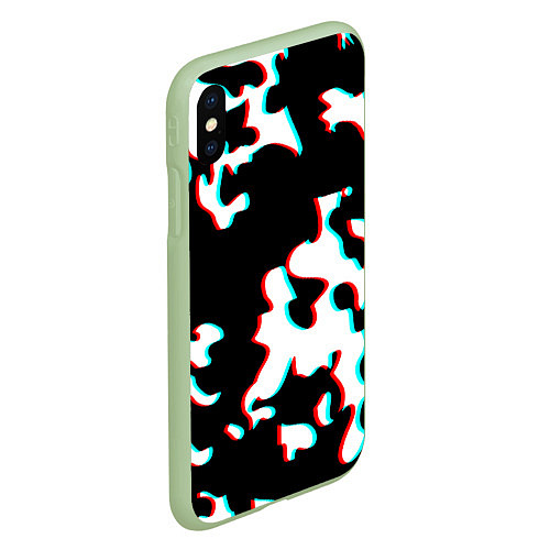 Чехол iPhone XS Max матовый Камуфляж глитч / 3D-Салатовый – фото 2