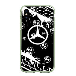 Чехол iPhone XS Max матовый BMW x mercedes, цвет: 3D-салатовый