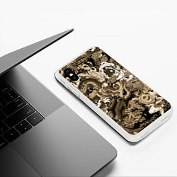 Чехол iPhone XS Max матовый Японские драконы с самураем в бежевом цвете, цвет: 3D-белый — фото 2