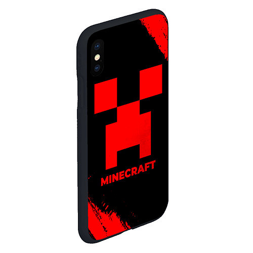 Чехол iPhone XS Max матовый Minecraft - red gradient / 3D-Черный – фото 2