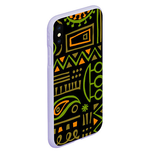 Чехол iPhone XS Max матовый Abstract ethnic theme / 3D-Светло-сиреневый – фото 2