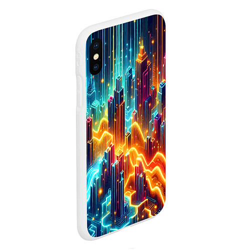 Чехол iPhone XS Max матовый Neon metropolis - vaporwave / 3D-Белый – фото 2