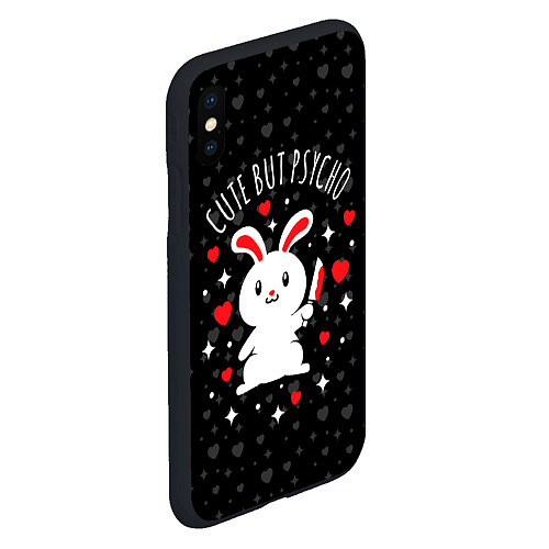 Чехол iPhone XS Max матовый Cute but psycho bunny / 3D-Черный – фото 2