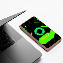 Чехол iPhone XS Max матовый Portal game pattern, цвет: 3D-коричневый — фото 2