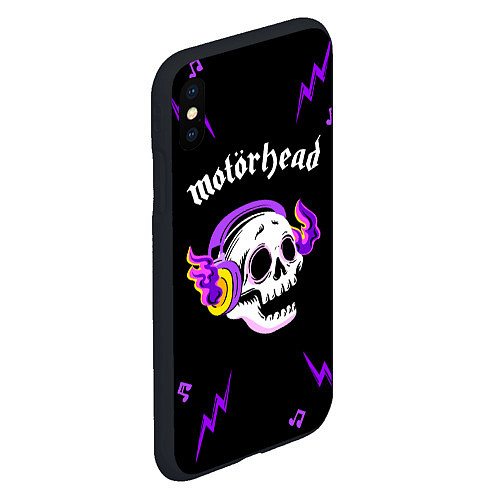 Чехол iPhone XS Max матовый Motorhead неоновый череп / 3D-Черный – фото 2