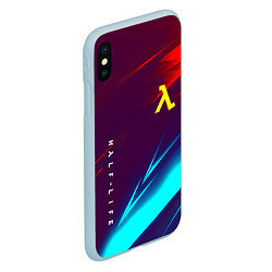 Чехол iPhone XS Max матовый Half life stripes neon, цвет: 3D-голубой — фото 2