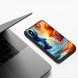 Чехол iPhone XS Max матовый Профили парня и девушки - две стихии, цвет: 3D-черный — фото 2