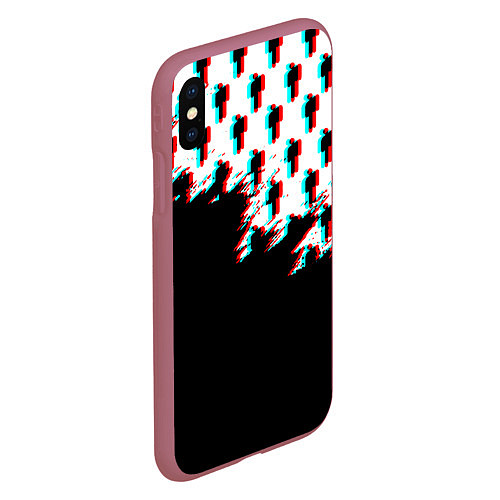 Чехол iPhone XS Max матовый Billie Eilish pattern glitch / 3D-Малиновый – фото 2