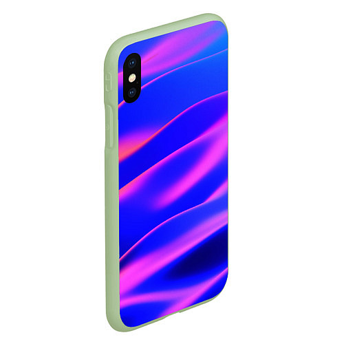 Чехол iPhone XS Max матовый Неоновые волны градиент / 3D-Салатовый – фото 2